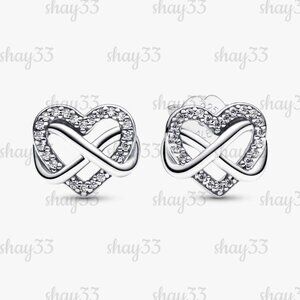 Pandora Sparkling Infinity Heart Stud Earrings